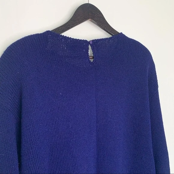 VINTAGE Lara Ferrante Floral Embroidered Purple Angora Blend Sweater - Picture 7 of 16
